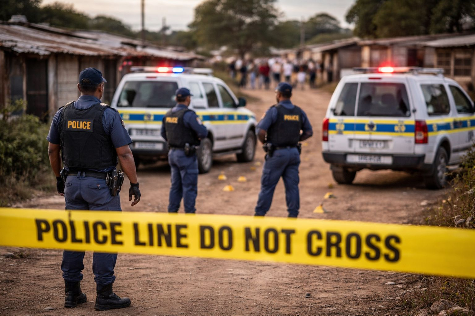 Police at a crime scene in Tjibeng Village, Limpopo