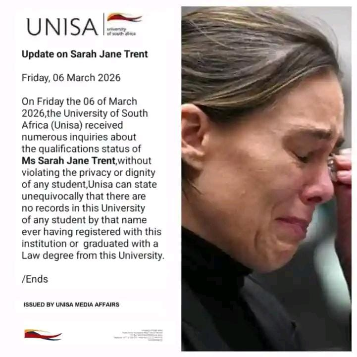 UNISA Confirms Sarah-Jane Trent Holds Law Degree After Fake Statement Sparks Social Media Storm