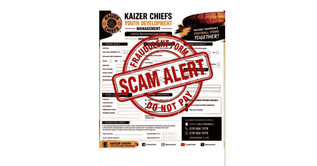 Kaizer Chiefs fake trials scam, Kaizer Chiefs trial warning,
