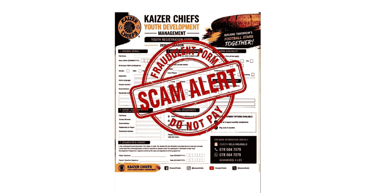 Kaizer Chiefs fake trials scam, Kaizer Chiefs trial warning,