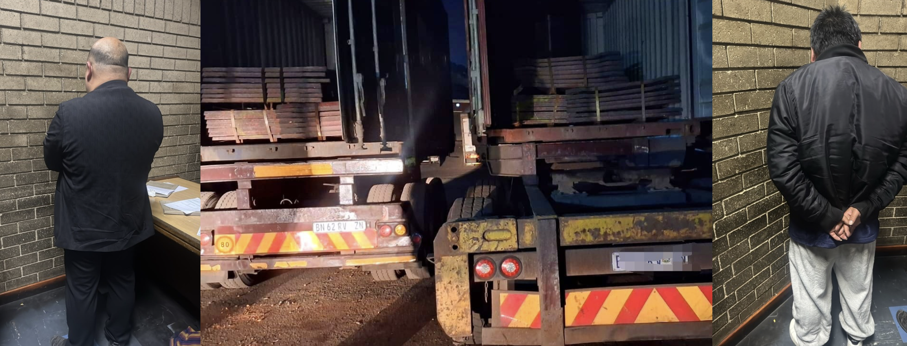 two male suspects, aged 43, following the recovery of suspected stolen copper sheets valued at approximately R16 million