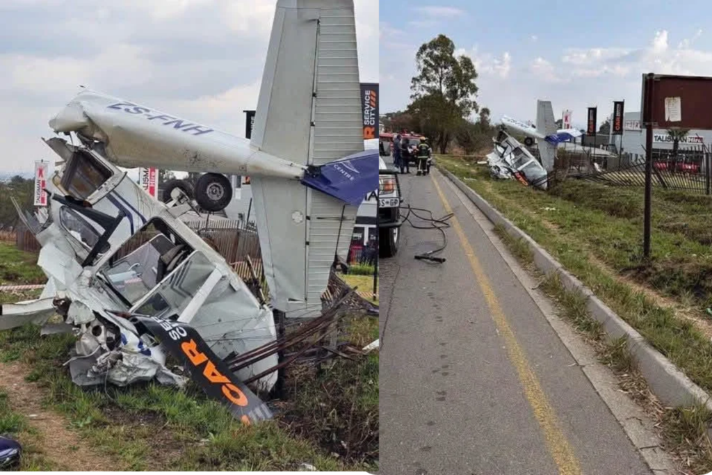 Two Injured As Light Aircraft Crashes At Midrand Intersection