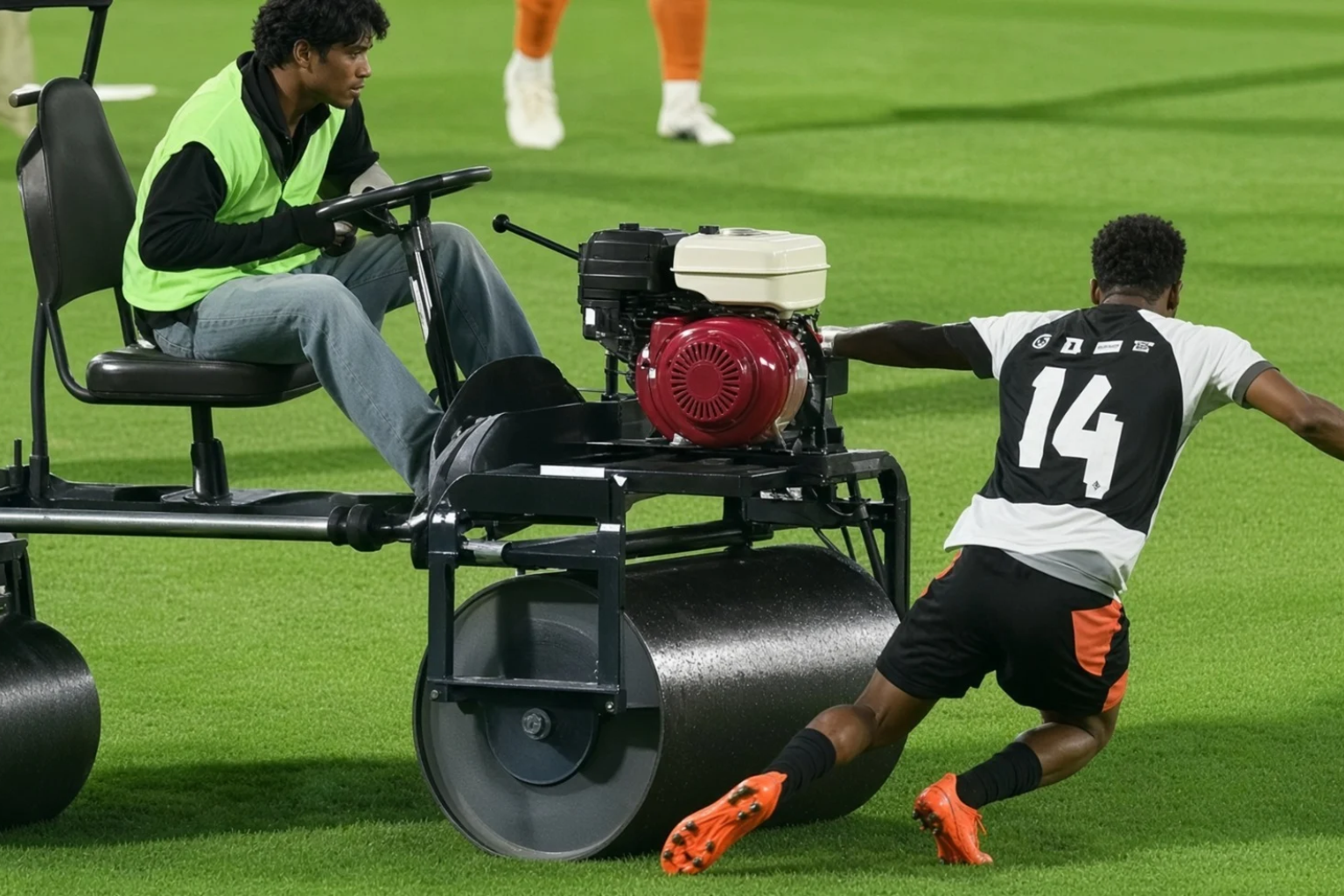 Watch: Ex-Premier League Star Andros Townsend Run Over by a Pitch Roller