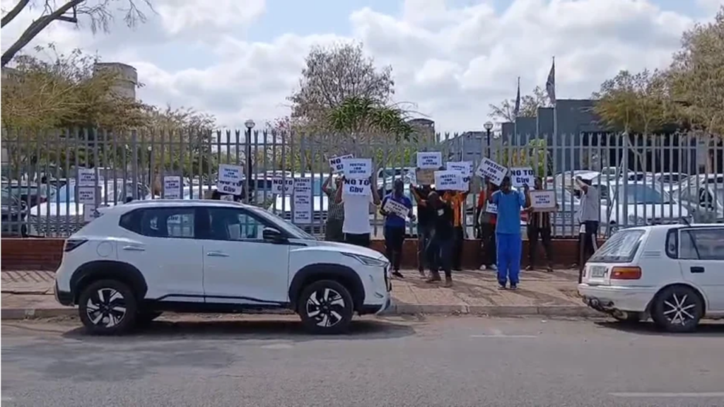 Young men demonstrate outside Polokwane court in support of Moloto's Ex-girlfriend