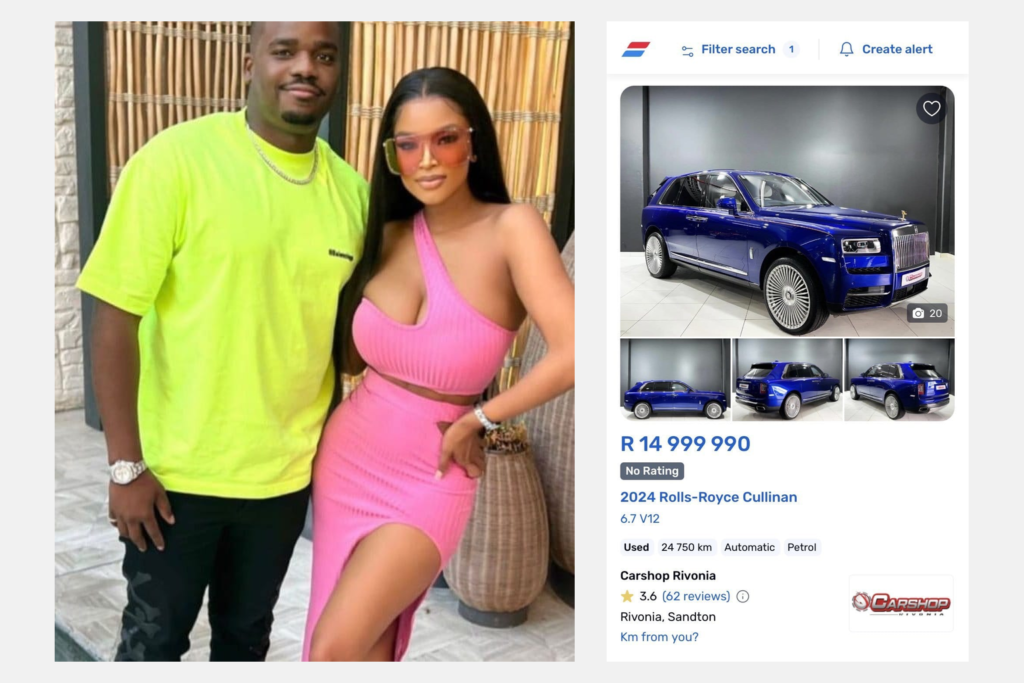 Ayanda Thabethe’s Gifted Royal Blue Rolls-Royce Goes on Sale Amid Split Speculation