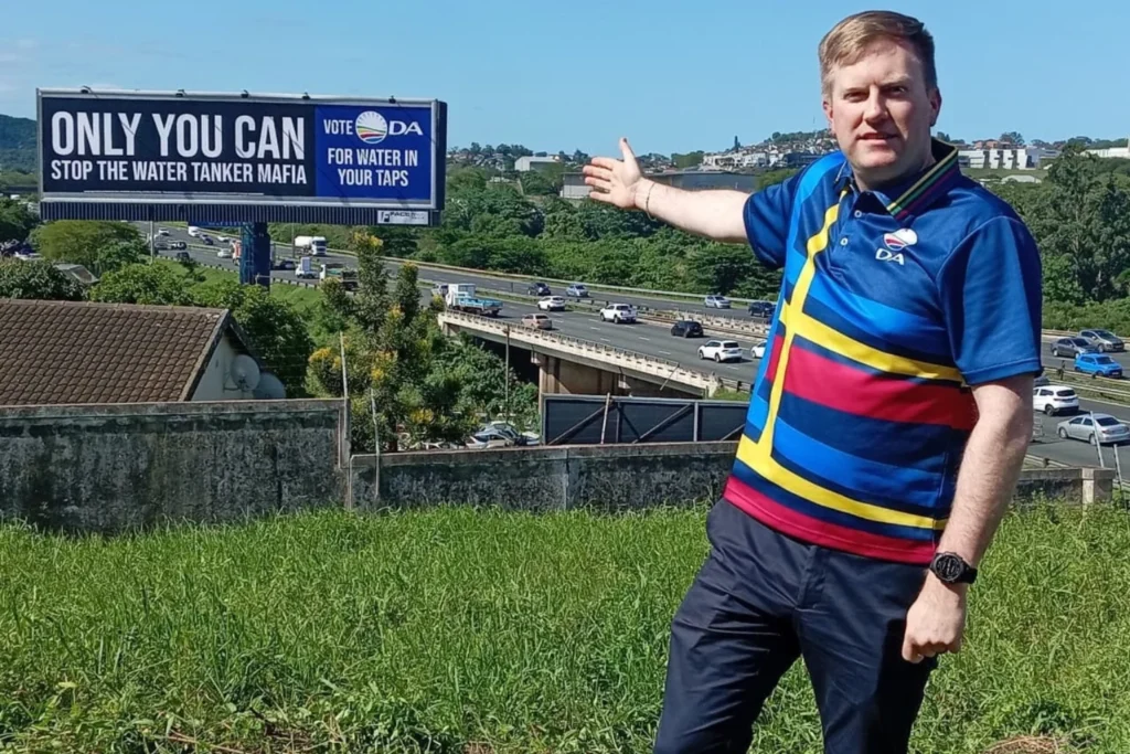 DA UNVEILS NEW WATER TANKER MAFIA BILLBOARD IN ETHEKWINI