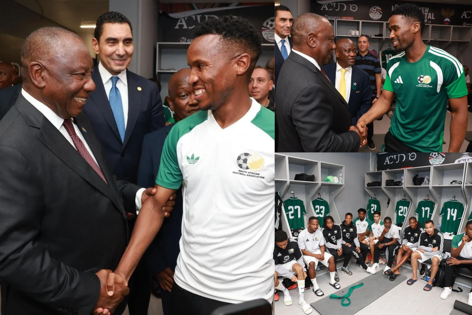 Ramaphosa Visits Bafana Bafana Dressing Room Before 1-0 Win Over Egypt