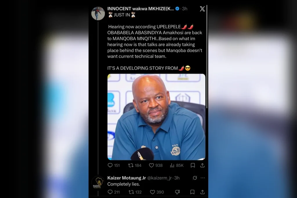 Motaung Junior responds to Mngqithi-to-Chiefs rumours