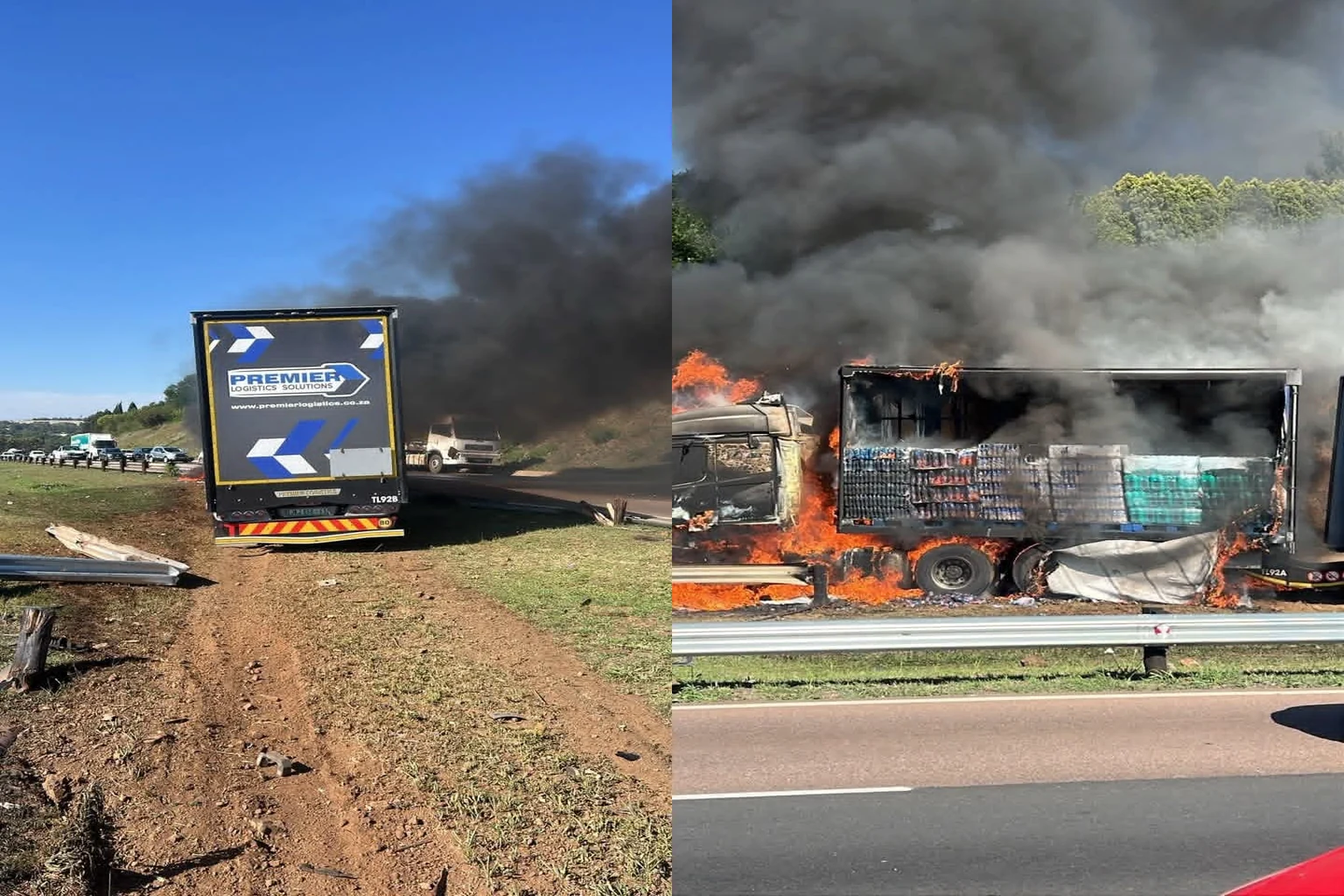 TRUCK FIRE CLOSES N14 NORTHBOUND AT JEAN AVENUE
